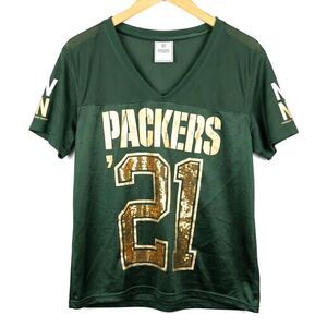 Green Bay Packers Women Jersey SZ Large Bling Sequins Victoria's Secret PINK EUC